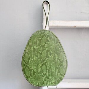 Vintage 60s Green Snake Vinyl Egg Shaped Carrying Case Top Handle Hat Bag